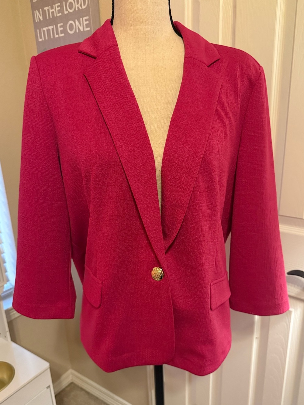 New York & Company Fuchsia Single-Button Blazer